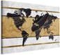 artgeist Canvas Wall Art Print World Map 24x16 in - 1pcs Home Decor Framed Stretched Picture Photo Painting Artwork Image - Map Continent Black White k-A-0515-b-a