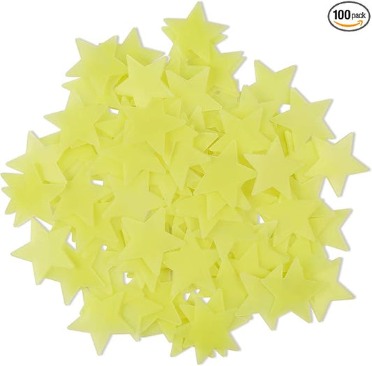 AM AMAONM 100 Pcs Yellow Glow in The Dark Luminous Stars Fluorescent Noctilucent Plastic Wall Stickers Murals Decals for Home Art Decor Ceiling Wall Decorate Kids Babys Bedroom Room Decorations
