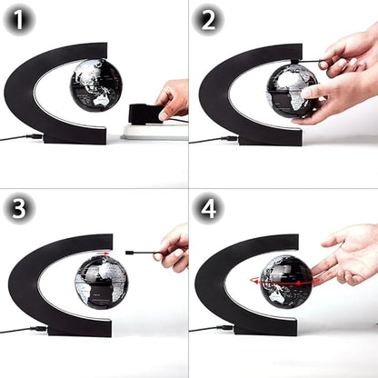Magnetic Levitation Floating Globe with LED Light Anti Gravity Levitating World Map Office Home Bedroom Desk Gadget Decor Unique Birthday Gift for Men Kids Husband Boss