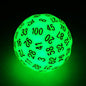 Bescon Super Jade Glow in Dark Polyhedral Dice 100 Sides, Luminous D100 die, 100 Sided Cube, Glowing D100 Game Dice