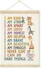 Positive Affirmations Banner, Canvas Wall Art, Inspirational Wall Hanging Poster, Mental Health Decors, Therapy Canvas Poster, Inspirational Hanging Decor for Classroom Home Bedroom 11.8x15.7 Inches