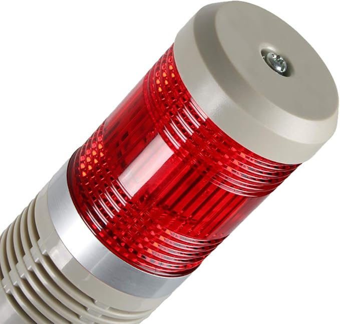 Industrial 1-Layer Stack LED Warning Light with Buzzer for Safety, 110V, 2W, Round, Plastic