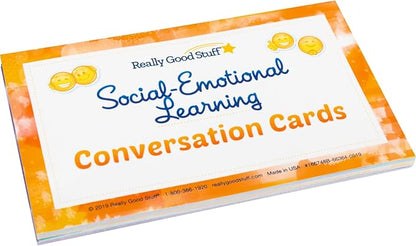 Really Good Stuff Social-Emotional Learning Conversation Cards for Home- Set of 18-Help Kids Learn and Discuss Feelings-Activities to Express Emotions