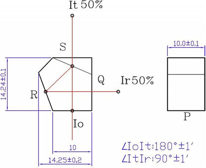Prism Lens PL1460 - Beam Splitter Penta Prism (1'), 1 PCS - Optical Component, Optics and Crystal, Science Classroom Optics Kits, Optics Lens