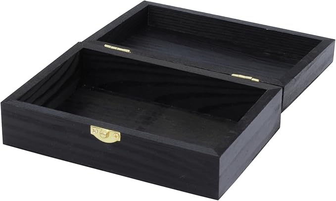 Creative Hobbies Black Wooden Keepsake Box with Gold Clasp - 6″ × 4″ × 2″ Painted Storage Case for Jewelry, Photos, Crafts & Gifts | 2 Pack
