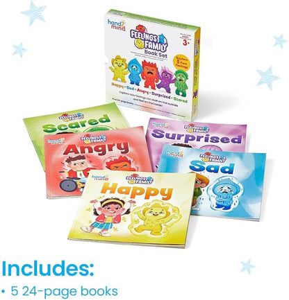 hand2mind Feelings Family Core Emotions Book Set, Social Emotional Books for Kids, Calm Down Corner Supplies, Calming Corner Items Kids, Toddler Learning Activities, Preschool Classroom Must Haves
