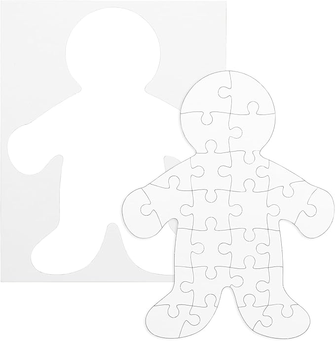 Hygloss 8 Blank Person-Shaped Puzzles with Envelopes – 8.5 x 10.5 Inches – Ideal for All-About-Me Activities – Write, Draw, and Decorate – 26 Pieces Each