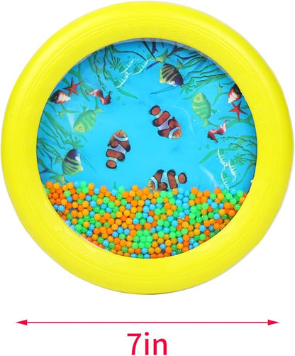 Musfunny Ocean Drum Wave Bead Drums Gentle Sea Sound Music Gift Musical Educational Sea Sound Drum Tool for Kid Child Baby (Yellow)