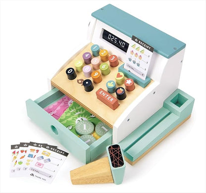 Tender Leaf Toys - General Stores Till - Comprehensive Wooden Shop Till Play Set with Scanner - Inspires Creative and Imaginative Roleplay - Age 3+