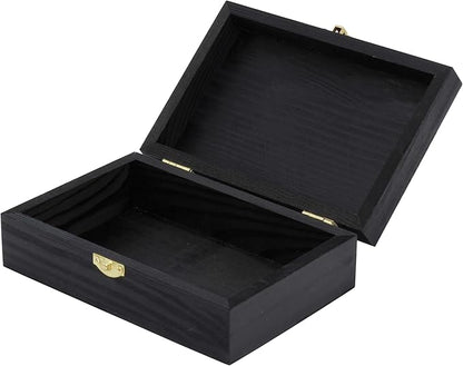 Creative Hobbies Black Wooden Keepsake Box with Gold Clasp - 6″ × 4″ × 2″ Painted Storage Case for Jewelry, Photos, Crafts & Gifts