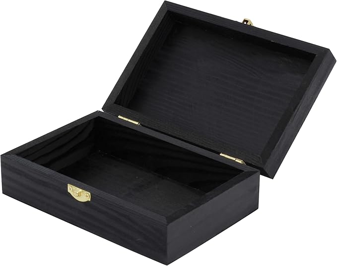 Creative Hobbies Black Wooden Keepsake Box with Gold Clasp - 6″ × 4″ × 2″ Painted Storage Case for Jewelry, Photos, Crafts & Gifts | 2 Pack