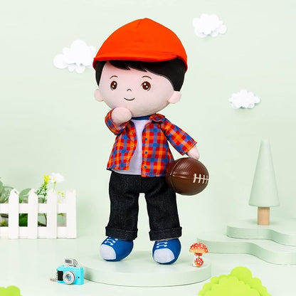 OUOZZZ 13" Soft Baby Doll Toys for 1 + Year Old Boy Gifts, Birthday Gifts for 1 Year Old Boy Christmas Plush Toys Gift for Toddler Kids Red Hat