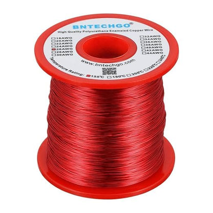 BNTECHGO 26 AWG Magnet Wire - Enameled Copper Wire - Enameled Magnet Winding Wire - 1.0 lb - 0.0157" Diameter 1 Spool Coil Red Temperature Rating 155℃ Widely Used for Transformers Inductors