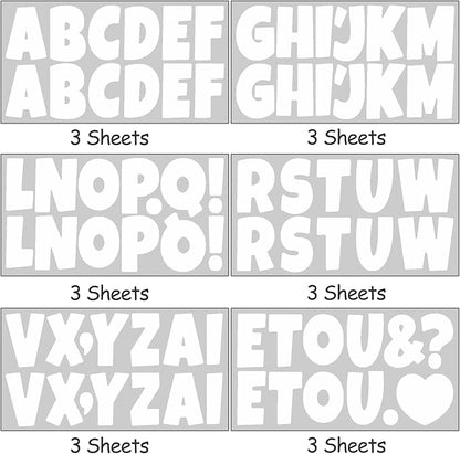 Bemeol Bulletin Board Letters 216 Pcs 2.5 Inch Alphabet Letter Stickers Self-Adhesive Letters for Poster Board Classroom Crafts Home Decor(White)