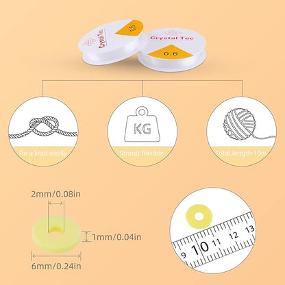 SJZWSD 6-Box Friendship Bracelet Making Kit - 16,000pcs Clay, Seed & Glass Beads Collection, Letter Beads, Charms