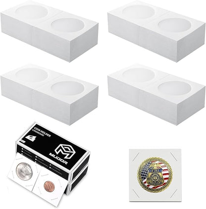 MUDOR Upgraded Premium Coin Flips for Large Dollar, 200 Pack Cardboard Coin Holder, Mylar Coin Flips 2x2, Paper Coin Holders