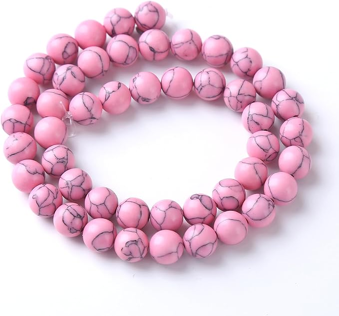75PCS 10MM Pink Turquoise Spacer 2 Strands Loose Beads for Jewelry Making DIY Bracelet Necklace