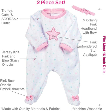 Adora Adoption Babies Clothes & Accessories, 2-Piece Doll Clothes Set for 16" Baby Dolls, Birthday Gift For Ages 3+ - Shining Star