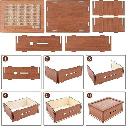 Wooden Coin Bank Money Saving Box, Cash Vault Wooden Savings Box, Wooden Digital Piggy Bank with Counting Target, Money Vault Savings for Boys and Girls (5000 Savings Challenge Box)