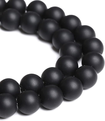 6MM 60PCS Natural Stone Matte Black Agate Loose Beads for Jewelry Making DIY Bracelet Necklace