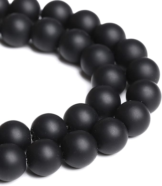 8MM 46PCS Natural Stone Matte Black Agate Loose Beads for Jewelry Making DIY Bracelet Necklace