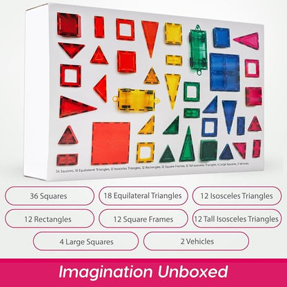 Magnetic Building Tiles, 108 Piece Foundation Set for Boys Girls Kids, Educational Creative Learning Activity Building Block Toddler Toys, STEM, Children Ages 3 Years +