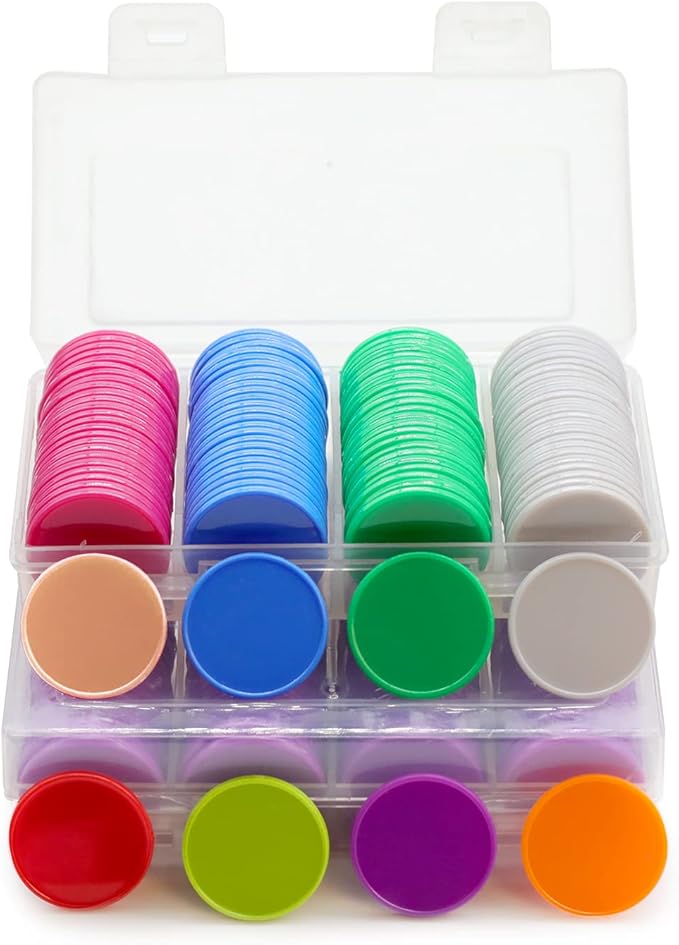 Set of 100 Opaque Plastic Learning Counters Mini Poker Chips Game Tokens with Storage Box (Peachpuff, 1 Inch)