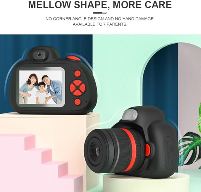 Kids Camera,32.0 Mega Pixels Kids Digital Camera with Rotating Zoom Lens,2.4" IPS Screen, Video Camcorder with Flash, 32GB SD,Digital Camera for Kids 3-8 Year Old (Pink, D6S)