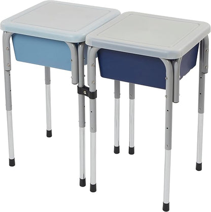 Double Sensory Table with Lids, Adjustable Table, Navy/Powder Blue