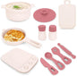 TYRY.HU Play Kitchen Accessories, 11Pcs BPA Free Silicone Pretend Play Food Sets, Play Kitchen Set,Play Kitchen Cooking Utensils Pots & Pans, Pretend Role Play Cooking Toys Gifts for Toddlers 1-3,Pink