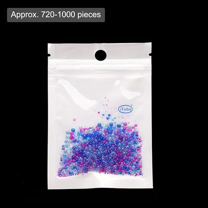Iridescent Glass Tiny Bubble Beads, 0.4-3mm 10g No Hole Micro Mini Round Bluish Purple Water Droplets Beads - Applications: for Resin Filler, Nail Art, Dollhouse Bath Tub