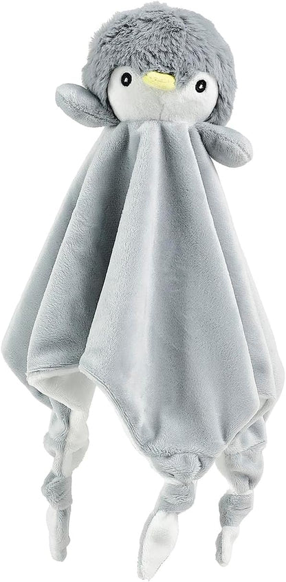 CREVENT Cozy Plush Baby Security Blanket, Loveys for Baby Girls and Boys, Birthday (Zebra + Penguin)