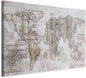 artgeist Canvas Wall Art World Map 35x24 in - 1pcs Home Decor Framed Stretched Picture Photo Painting Artwork Image - Continents Map Worldmap Abstract Retro k-A-0502-b-a