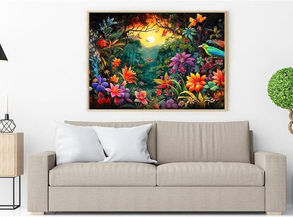 HUADADA Jigsaw Puzzles for Adults 1000 Piece Jigsaw Puzzles for Adults Challenging Game Puzzles with Letters on Back （Flowers and Birds）