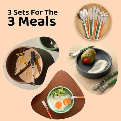 APLAINR Kids Silverware Set, Stainless Steel Toddler Silverware with Bamboo Organizer, Montessori Kids Utensils, 10 Piece Cutlery Set with Forks, Spoons & Knives, Children Safe Metal Flatware