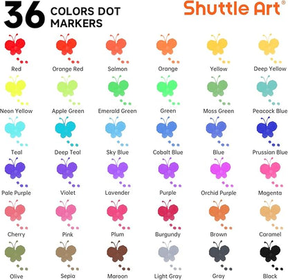 Shuttle Art Washable Dot Markers 36 Colors with Free Activity Book, Fun Art Supplies for Kids Toddlers and Preschoolers, Non Toxic Water-Based Paint Daubers, Dot Art Markers
