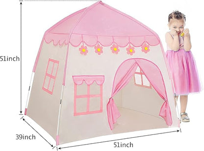 TTLOJ Kids Gift Play Tent, Princess Crown & Wand, for Girls Boys, Princess Playhouse, Pink Castle, Fairy Tale Teepee Tent, Indoor Outdoor, Birthday (Ball Lights NOT Included