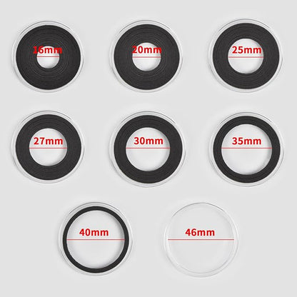 84 Pieces 46 mm Coin Capsules, with Foam Gasket and Plastic Storage Organizer Box, Coins Holder Collector Case for Coin Collection Supplies 7 Sizes (16/20/25/27/30/38/46mm)-Gray Case+Black Gasket