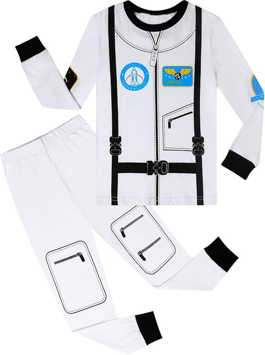 A&J DESIGN Pure Cotton Printed Pjs for 2-14 Years Kids, 2-Piece Long-Sleeved Pajamas Set