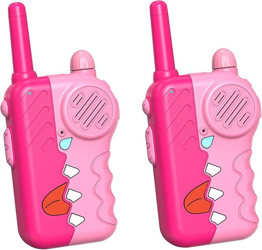 Pink Walkie Talkies for Girls 2 Pack, 2200m Long Range Indoor and Outdoor Kids Intercom, Built-in Flashlight, Girls Birthday Gifts, Outdoor Play, Family Games(Pink)