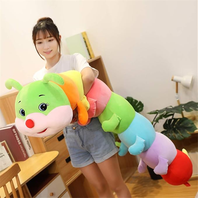 Multicolor Caterpillar Stuffed Animal Big Hugging Pillow Cute Plush Soft Pillow Doll,Giant Plush Toy,Gifts for Girl Boy Babies Birthday (43.3inch/110cm)