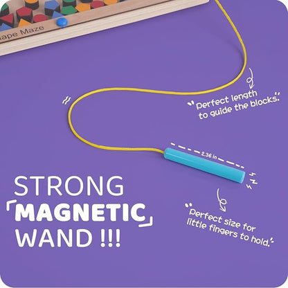 LiKee Strong Magnetic Maze, Montessori Toys for 1 2 3 Years Old Boy Girl, Wodden Puzzle Develop Fine Motor Skills, Kids Travel Airplane Activity, 1-5 Preschool Learning Shape & Color