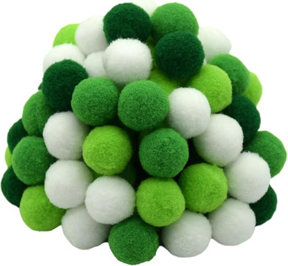 142pcs Fine Motor Skills Counting Sorting Sensory Bin Filler -100pcs Pompoms 20Pcs shamrock coins 10pcs shamrock 5 Cups 4 Tweezers 2 Scissors 1pcs Storage Bag for Early Education Train (Green White)