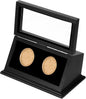 PATIKIL Coin Display Case, 2 Slots Coin Presentation Display Box Coin Box Coin Case with Coin Holder Fit 38-44.5mm Coin for Silver Dollar Collectors, Black