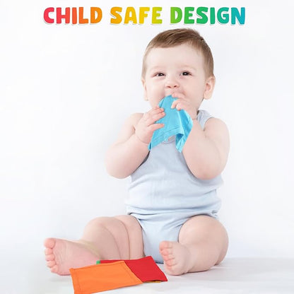 FCSONU Kids Toddler Toys, Montessori Baby Toys 0-6-12 Months, 1 Year Old Wooden Baby Tissue Box Toy for Educational Learning with Cloth Tissues, Boys & Girls Gifts for Birthday Christmas Children Day