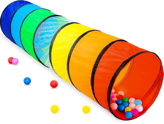 Kids Play Tunnel Tent for Toddlers, Colorful Pop Up Crawl Tunnel Toy for Baby or Pet, Collapsible Gift for Boy and Girl Play Tunnel Indoor and Outdoor Game Rainbow