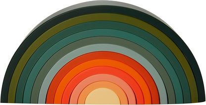 Silicone Rainbow Stacking Toy - Largest on The Market 12 Layer Montessori Toys for Toddlers Stacker Learning and Development Toy - Boho Baby Color (Jungle)