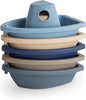 mushie Stackable Bath Boats Toy (Ocean) | Floating Bathtub Toys for Baby & Toddler, Set of 5 | Made in Denmark