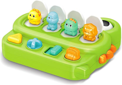 Cause and Effect Pop Up Dinosaur Baby Toy 6-12 Months, Sensory Early Learning Fine Motor Skills Toy for Toddler Boy Girl 9 11 Months