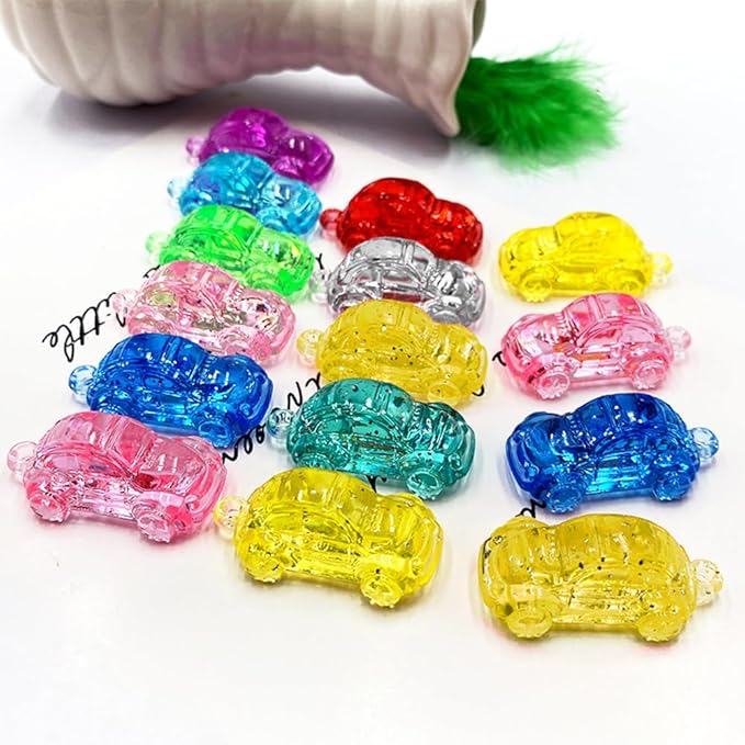 HappyFiller 110 Pcs Mini Acrylic Miniature Car Figures,Tiny Resin Cars Sensory Bin Filler,Kids Party Favors Bulk,Car Theme Cake Decoration,Diving Pool Treasure Box Prizes,Creative Decor,Mixed Color